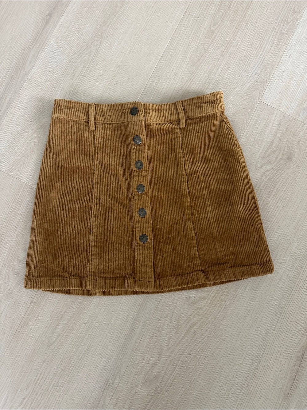 Forever 21 Button-Front Corduroy Mini Skirt in Camel Brown